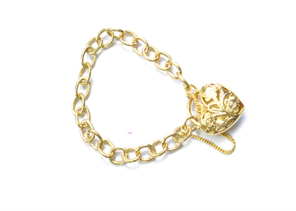 Gold Plated Heart Charm Chain Bracelet